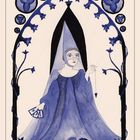 36. Weissagung. Wie kannst du Logik und Intuition miteinander verbinden? Aquarell-Illustration einer Figur in blauem Gewand.