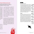 Erkennen – Grenzen spüren und verstehen. Tool 1: Der Körperscan. Praktische Tools auf den Seiten 104 und 105. Links Textpassagen, rechts Anweisungen und Theorie. Unten brennendes Herz und Seitezahl.