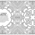 Ein weiteres UNESCO-Weltkulturerbe: Marrakeschs Medina, bekannt für Keramik, Teppiche, Lederwaren; detaillierte Mandala-Illustration.