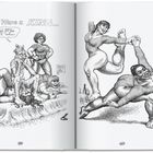 Die Zeichnung zeigt Figuren in dynamischen Posen. Text: "If I Were a KING..." und "BIGGEST ASS IN THE REALM".