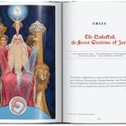 Text: "The Qaballah, the Secret Doctrine of Israel". Links eine Illustration von mystischen Figuren, einem Greis und Tieren.