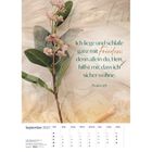 Text: "Ich liege und schlafe ganz mit Frieden; denn allein du, Herr, hilfst mir, dass ich sicher wohne. Psalm 4,9." Kalenderseite für September 2027 mit Blumen.