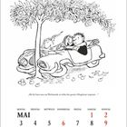 „Mit dir kann man am Wochenende so schön den ganzen Alltagskram vergessen...“ Kalender für Mai mit Zeichnung: Paar im Auto.