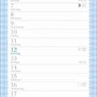 Kalenderseite September mit Meisen-Illustration beim Baden. Oberer Text: „Die ganze Blaumeisen-Familie kommt zum Baden."