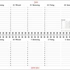 Kalenderwochenübersicht für Juni und Juli, mit Illustration eines Schafs unten rechts. Kalenderblätter mit Datum.