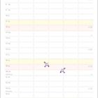 Kalenderseite für September mit violetten Vögeln und unten ein Kind im Flugzeug als Illustration.