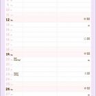 September-Wochenkalender, wichtige Tage: Weltkindertag am 20., Herbstanfang am 23. Illustration: ein entspannter Dinosaurier.