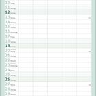 Kalender für September, nummeriert vom 1. bis 30., beginnt mit Mittwoch. Illustration eines kleinen Hundes im Gras.