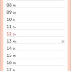 Kalenderseite mit Monatsüberschrift "September". Daten von 01 bis 30. Bild eines roten Leuchtturms an der Küste.