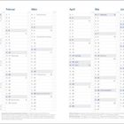 Jahresplaner für 2028 von Januar bis Juni, mit Feiertagen wie Neujahr, Valentinstag, Ostern, Pfingsten. Feiertage farblich hervorgehoben.