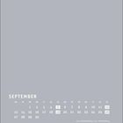 Kalenderseite September. Wochentage oben, Zahlen unten. 5. und 19. hervorgehoben. 20.9. Weltkindertag, 23.9. Herbstanfang.