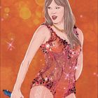 September-Kalender mit Illustration einer Sängerin in glitzerndem Outfit vor orangem Hintergrund.