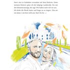 Steve sitzt in Gedanken versunken auf dem Rücksitz. Eine Illustration zeigt ein Paar vor dem Taj Mahal, umgeben von Farbe.