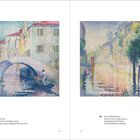 Texte: Nr 97, 98, Henri-Edmond Cross. Zwei impressionistische Gemälde von Venedigs Kanälen und Brücken, Punkttechnik.
