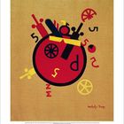 Zahlen und Buchstaben: 5, 50, d, P, Z. Illustrationen: Formen in rot, gelb, schwarz auf beigem Hintergrund.