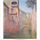 Claude Monet, 1908. Impressionistisches Gemälde eines Kanals mit Brücke und pastellfarbenen Gebäuden.