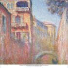 Impressionistisches Gemälde von Gebäuden an einem Fluss, mit einem prächtigen, farbenfrohen Himmel und Bäumen.