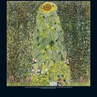 Kalenderblatt für September 2023, Gemälde einer Sonnenblume in einem bunten Garten, dichter grüner Hintergrund.