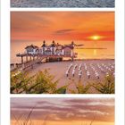 Kalenderblatt: September 2021, datiert von 1 bis 30. Drei Fotos von Strandkörben und Sonnenuntergang am Meer.