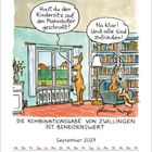 „Hast du den Kindersitz auf den Mähroboter geschnallt?“ „Na klar! Und alle sind zufrieden!“ Zwei Kängurus im Wohnzimmer.