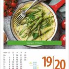 "Spargel-Frittata", darunter ein Kalenderblatt für den 19. und 20. Juni, mit Tageszeiten für Sonnenauf- und -untergang.