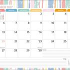 Kalender für September 2027 mit Wochentagen. Platz für Notizen unten. Hintergrund in bunten, vertikalen Streifen.