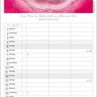 "Ein Herz in Ruhe sieht in allem ein Fest." Indisches Sprichwort. Kalenderblatt für September 2027, Illustration mit rosa Mandala.