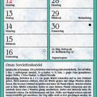 Kalender für September. Feiertage: Weltkindertag, Mariä Geburt, Herbstanfang, Michaelistag. Rezept: Omas Serviettenknödel. Illustration einer Mutter und Tochter in der Küche.