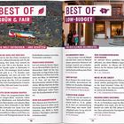 Texte: „IM URLAUB“, „ERLEBNISTOUREN“. Links gibt es Infos zu Unterkunft und Feiertagen, rechts eine Karte von La Palma.