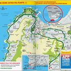 Titel: "WO KAPSTADT AUSGEHT". Texte: Kloof Street, Camps Bay, Waterkant, Bree Street, Long Street. Bunte Karte von Kapstadt.