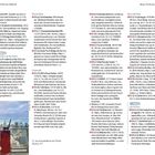 Die Seitenüberschriften lauten "New York am Abend" mit einer Seitenzahl 84 links und 85 rechts. Links oben: "The Crown NYC" mit asiatisch-amerikanischen Cocktails auf einem Dach. Unten links ein Foto einer Aussichtsplattform mit Hand und Drink. Rechts: Diskotheken wie "Elsewhere" und "Nowhere NYC". Unter anderem "Bowery Ballroom" und "Red Rooster Harlem".