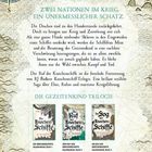"Zwei Nationen im Krieg, ein unermesslicher Schatz." Drei Buchcover, eine Karte als Hintergrund mit Kompass und Drachen.