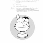 Titel: Lücken füllen. Ziel: Einüben von Wörtern mit S-Lauten. Illustration: Eisbecher mit drei Kugeln.