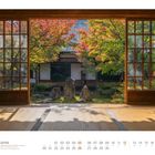 09 Japan, Innenraum des Zen-Tempels Kennin-ji, Kyoto. Traditionelles Gebäude mit farbenfrohen Bäumen.