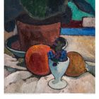 „09“ Kalenderseite mit Gemälde: Obstschale, Blume in Vase. Termine unten aufgelistet. Gemälde von Paula Modersohn-Becker.