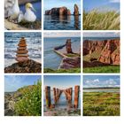 Kalenderansicht für September. Naturmotive wie Sandstrände, Vögel, Klippen, Gräser und hölzerne Pfähle im Wasser.