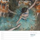 Februar 2027, 05. Woche. Illustration: Balletttänzerinnen in bunten Tüllkleidern, dominierend in Blau und Orange.