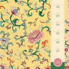 Kalender von Februar mit Daten: MO 01, DI 02, MI 03, DO 04, FR 05, SA 06, SO 07, groß: 05. Bunte Blumen auf gelbem Hintergrund.