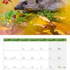 „Weltkindertag“ und „Herbstanfang“ an den Tagen 20 und 23. Kalender zeigt September 2027. Igel auf Blättern.