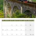 Kalender für September 2027 mit Bild von Dampflok auf dem Glenfinnan-Viadukt. Große, weiße Rauchwolken ziehen hinterher.