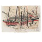 Illustration eines Bootes mit den Worten "WHISKY" und "KARIN", Kalender für September.