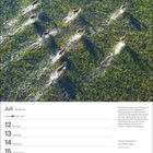 "Juli 28. Woche; Krebs ♋ 21.6.–22.7.; Zitat von Rachel Carson. Bild zeigt eine Antilopenherde im grünen Sumpf von oben."