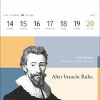 Kalenderwoche 24, 14. bis 20. Juni. Zitat: "Alter braucht Ruhe." von John Donne. Zeichnung eines Mannes.