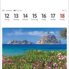 Kalender für Juli, Woche 28. 12.-18. Montag bis Sonntag. Bild: Es Vedrà und Es Vedranell vor Ibiza, Balearische Inseln.