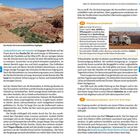 Texte: Seitenzahlen 234 und 235. Hauptüberschrift: "Über Aït Benhaddou und den Hohen Atlas nach Marrakesch." Textabschnitte beschreiben die Route durch das Ounila-Tal, die Landschaft, und bieten GPS-Koordinaten zu einem Aussichtspunkt. Erwähnt wird die Strecke zur Salzmine und Infos über die Kasbah von Telouet. Links oben ein Bild mit hügeliger Wüstenlandschaft.