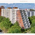 Der Text oben lautet "Methods and Models of Plattenbau Construction". Gezeigt wird ein Plattenbaukomplex mit Bäumen und Autos.