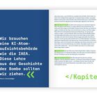 "Wir brauchen eine KI-Atomaufsichtsbehörde wie die IAEA. Diese Lehre aus der Geschichte der Bombe sollten wir ziehen."   
Rechts Textpassagen und "</Kapitel_6>" unten.