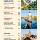 Inhalt mit Themen wie Four-O-Region, Ruacana-Fälle, Zambezi-Region, Keetmanshoop, und Fish River Canyon. Bilder: Wasserfälle, Kanufahrt, Felslandschaft.