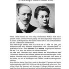 "Vom Fuß des Himalaja über Brooklyn nach Amrum." Schwarz-weiß Foto eines Mannes und einer Frau gefolgt von Text über Familiengeschichte.