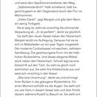 Seite 18, "DIE ÜBERRASCHUNG". Text beschreibt Margrets Freude über einen neuen roten Cocktailsessel im Wohnzimmer.